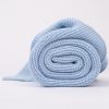 Rolled Personalised Blue Knitted Blanket present for baby boys.