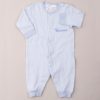 Personalised Blue Baby Organic Cotton Onesie embroidered with the name Thomas.