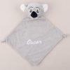 Personalised koala baby comforter embroidered with name Oscar.