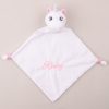 A unicorn baby's comforter embroidered with the name Ruby.