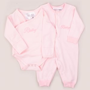 Personalised pink baby romper and onesie baby girl gift.