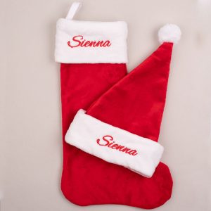 Personalised Baby Christmas Hat and Stocking gift.