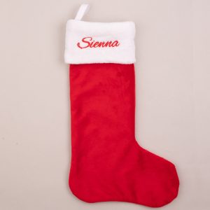 Personalised Christmas Stocking embroidered with the name Sienna.