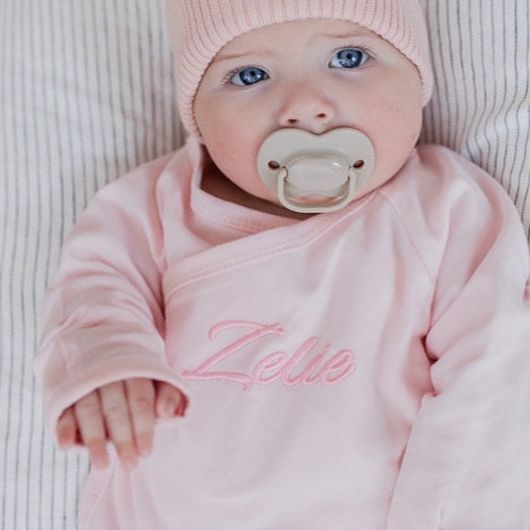 Baby Organic Cotton Pink Personalised Romper