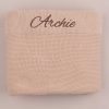 Large Personalised Beige Baby Knitted blanket embroidered with Archie.