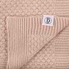 Personalised Beige Bubble Knitted Baby Blanket folded with corner up.
