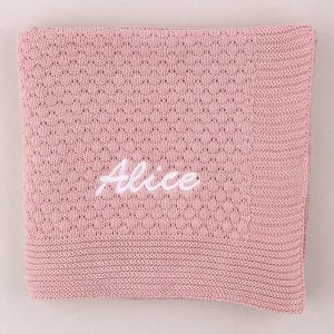 Personalised Blush Pink Bubble Baby Blanket unique girl gift.