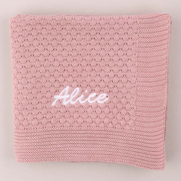 Personalised Blush Pink Bubble Baby Blanket unique girl gift.