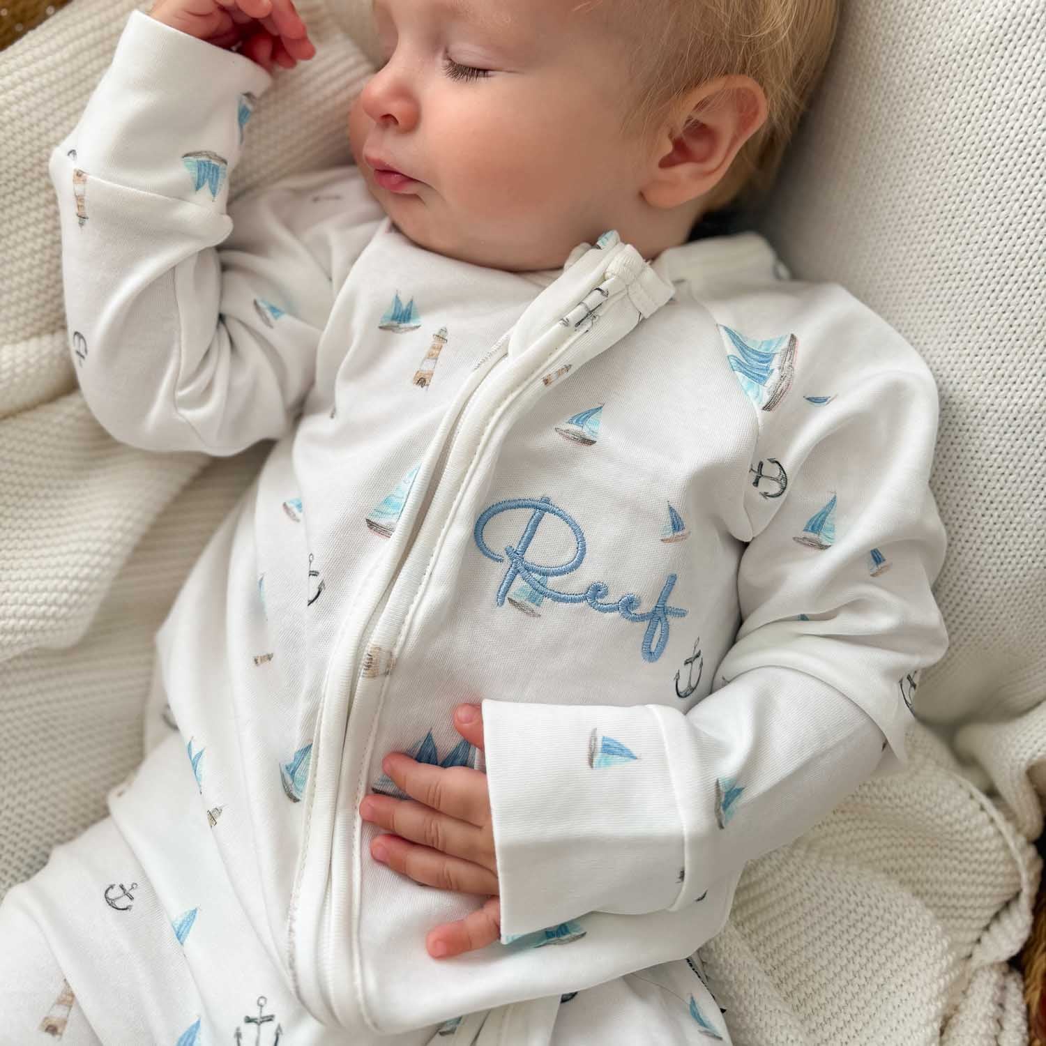 Baby Sailboat Onesie Close Up Reef