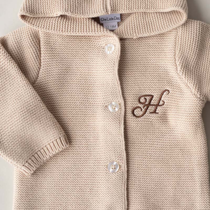 Beige Hooded Cardigan H Close Up