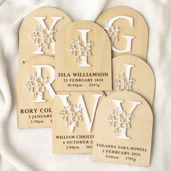 Floral Monogram Birth Announcement Disc Baby Floral Monogram Birth Announcement Disc Baby