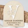 Monogram Baby Birth Disc Letter V Monogram Baby Birth Disc Letter V