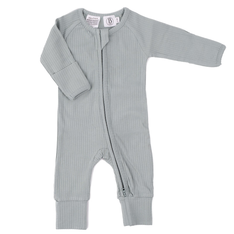 Ribbed Organic Sage Green Baby Onesie