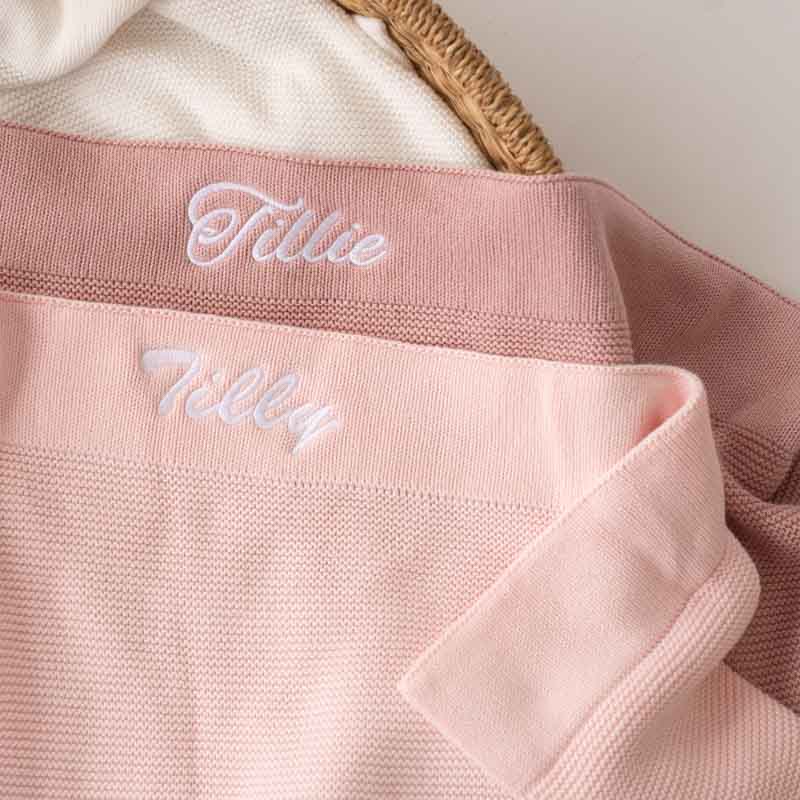 Pink Personalised Baby Girl Blankets with name embroidery,
