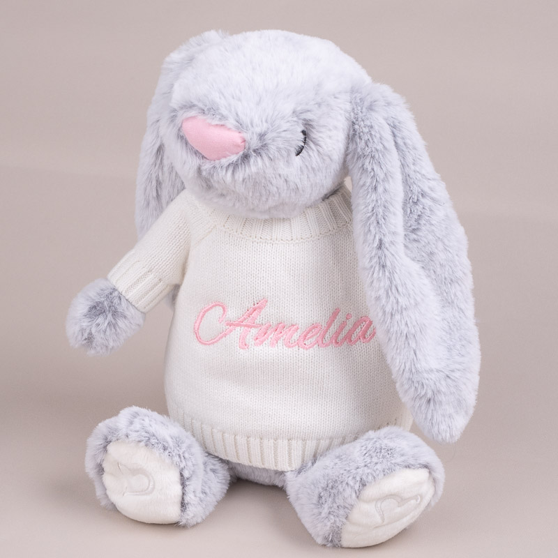 Personalised Bunny Baby Gift embroidered with girls name Amelia.