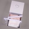 Light Pink Baby Christmas Hat Gift Box Light pink personalised baby Christmas hat folded in open One Little Day gift box with white ribbon bow.
