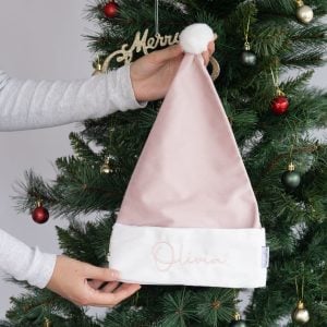 Personalised Light Pink Christmas Hat Olivia