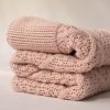 Personalised Pink Gold Baby Blanket Diamond Knitted Folded Personalised Pink Gold Baby Blanket Diamond Knitted Folded