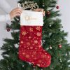Personalised Burgundy And Gold Christmas Sock With White Cuff. Oliver Personalised Burgundy And Gold Christmas Sock With White Cuff. Oliver