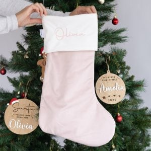 Personalised Light Pink Christmas Stocking Olivia