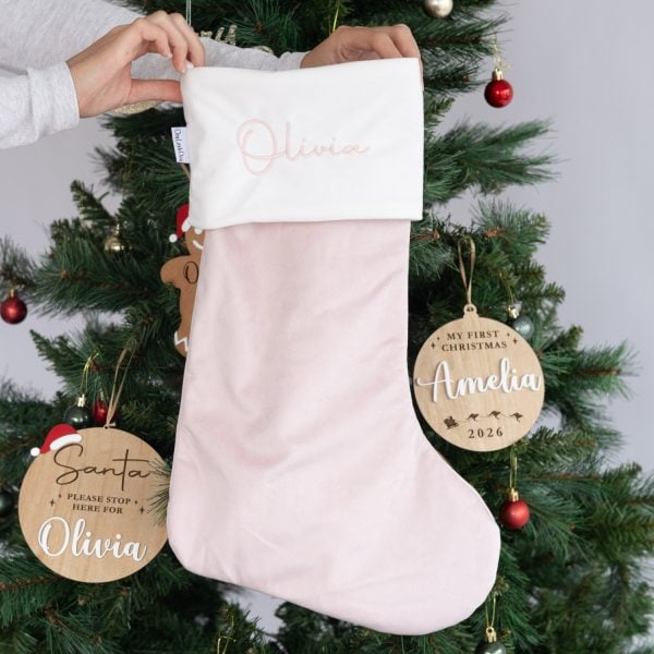 Personalised Light Pink Christmas Stocking Olivia
