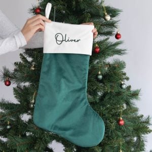 Personalised Pine Green Christmas Stocking Oliver