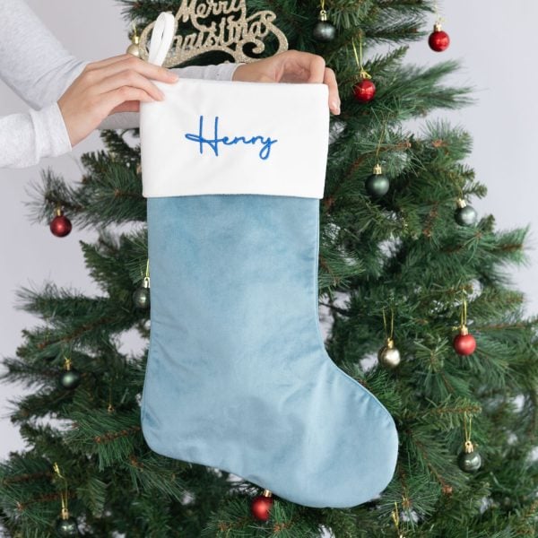 Personalised Sky Blue Christmas Stocking Henry