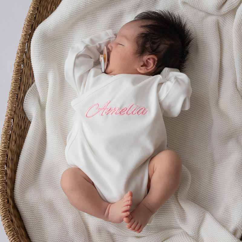 Sleeping Baby Wearing White Personalised Romper