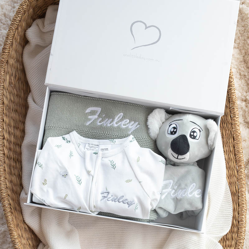 Green Sage Blanket Koala Comforter Baby Koala Onesie Gift Box