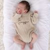 Pesonalised Beige Knitted Long Sleeve Baby Boy Romper. Jagger Pesonalised Beige Knitted Long Sleeve Baby Boy Romper. Jagger