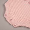 Pink Scallop Long Sleeve Baby Romper Close Up Bottom Pink Scallop Long Sleeve Baby Romper Close Up Bottom