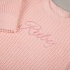 Pink Scallop Long Sleeve Baby Romper Close Up Ruby Pink Scallop Long Sleeve Baby Romper Close Up Ruby