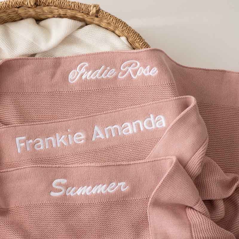 Blush Pink Blanket Different Fonts