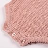 Blush Pink Long Sleeve Baby Romper Close Up Bottom Blush Pink Long Sleeve Baby Romper Close Up Bottom