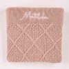 Pink & Gold Diamond Knitted Baby Blanket Matilda Personalised pink and gold diamond knit baby blanket with white name embroidery on ribbed border