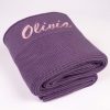 Purple Knitted Baby Blanket Folded Purple Knitted Baby Blanket Folded