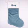 Sky Blue Baby Christmas Stocking Henry Personalised sky blue velvet baby Christmas stocking with blue Henry embroidery on white cuff